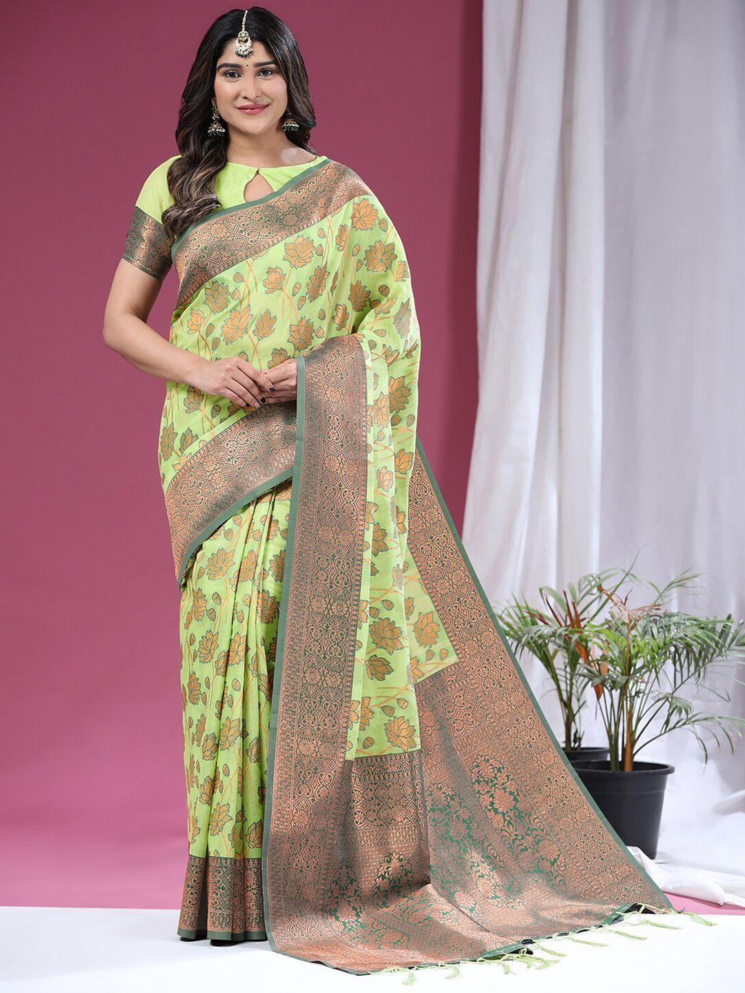 kasak floral woven design zari silk cotton saree