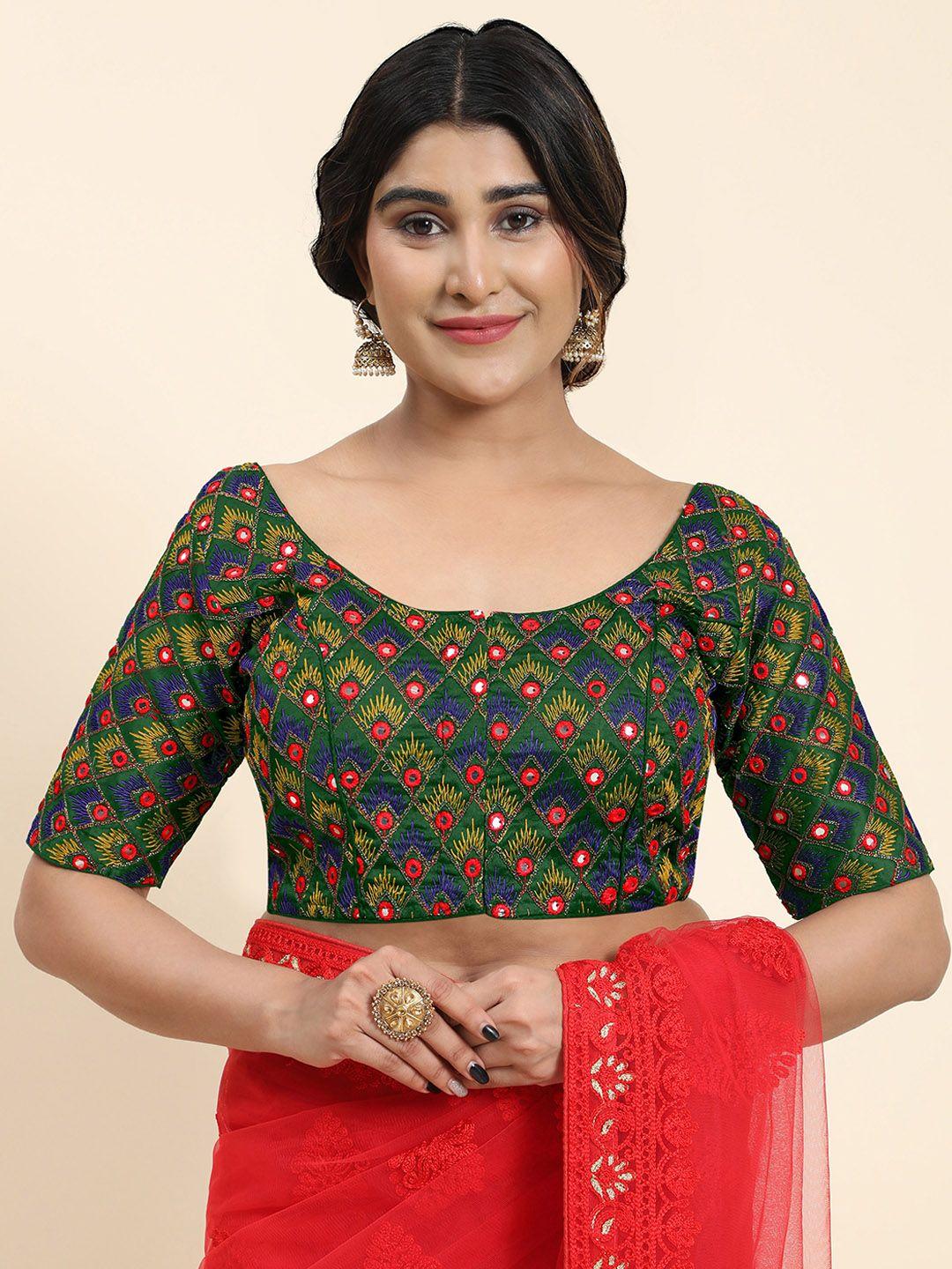 kasak mirror work embroidered saree blouse
