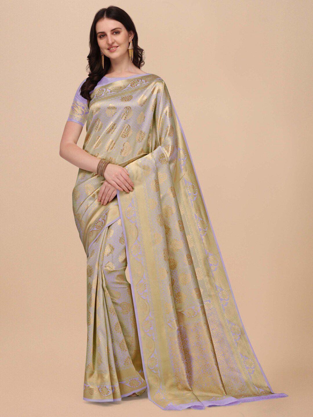 kasak purple & gold-toned ethnic motifs zari banarasi saree