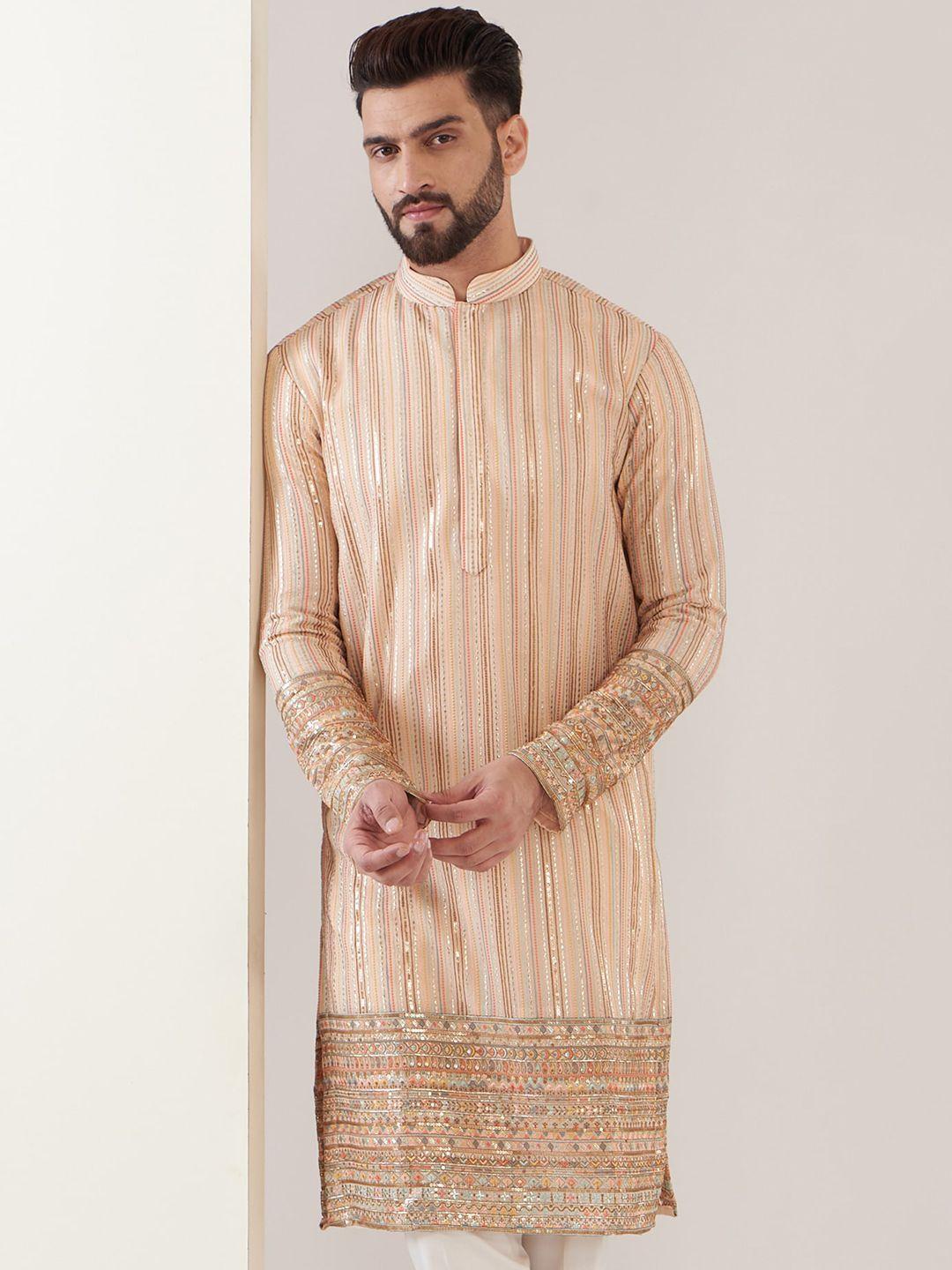kasbah clothing nishchaiy sajdeh striped mandarin collar straight kurta