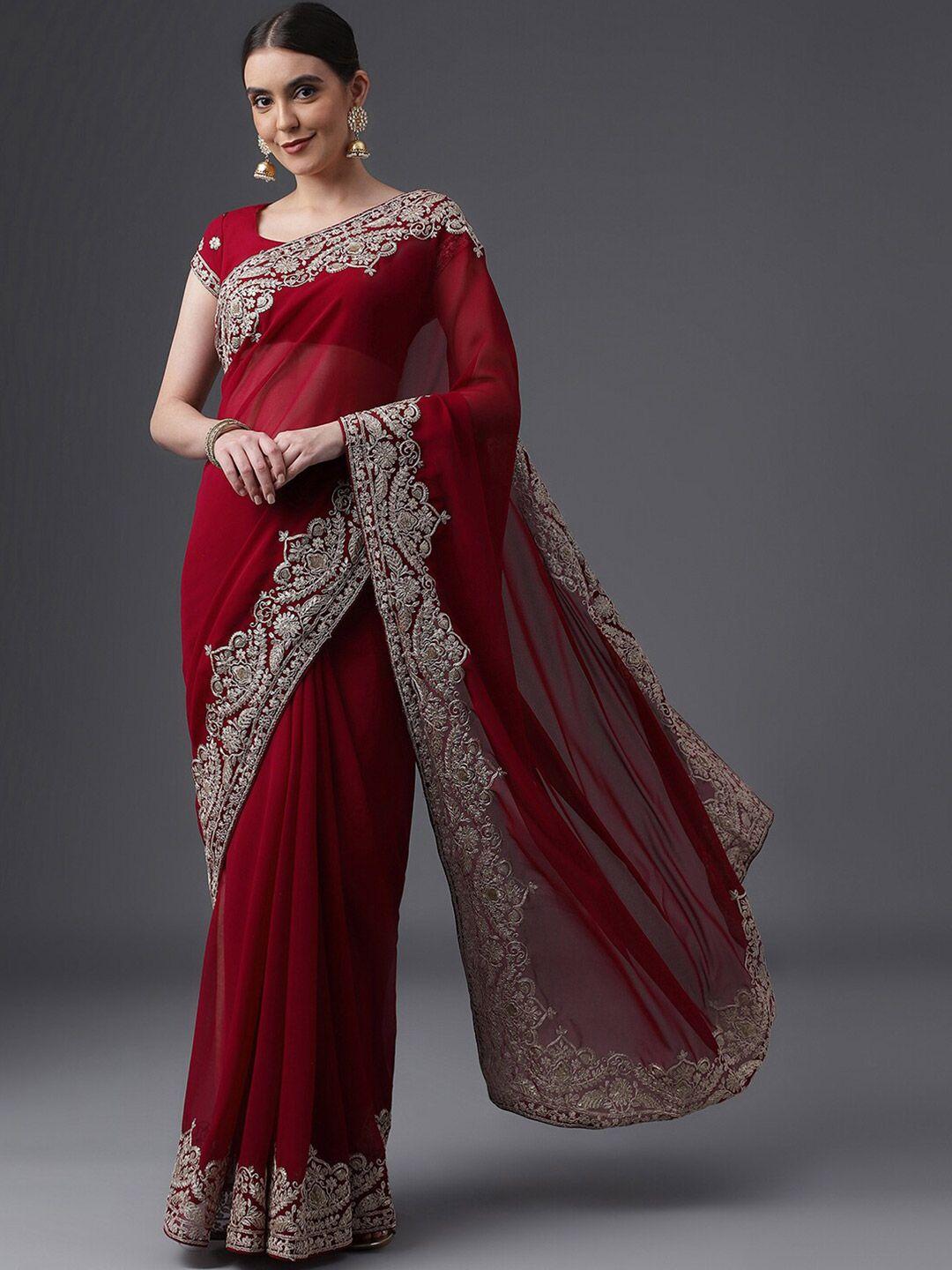 kasee embroidered poly georgette saree