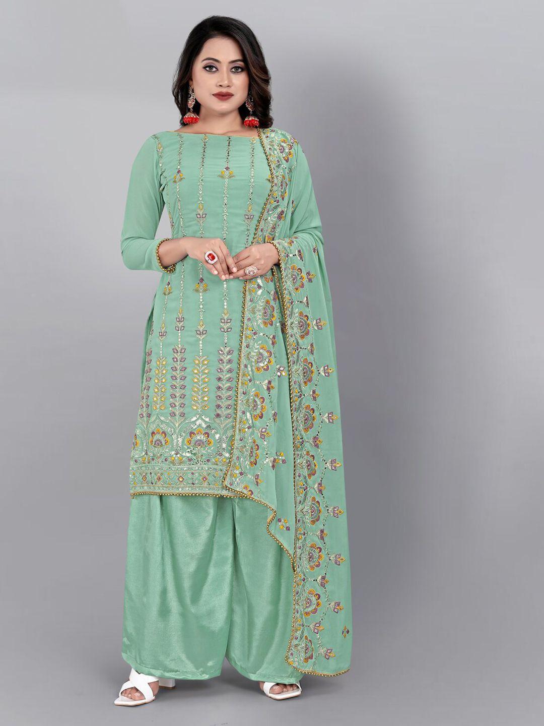 kasee embroidered sequinned semi-stitched dress material