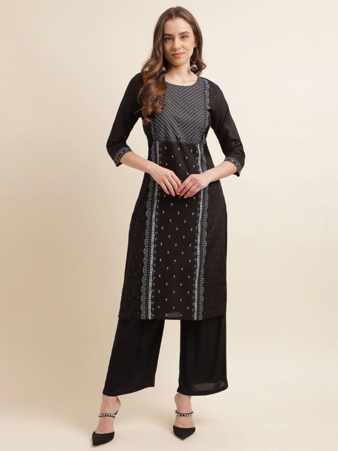 kasee black ethnic motifs printed kurti