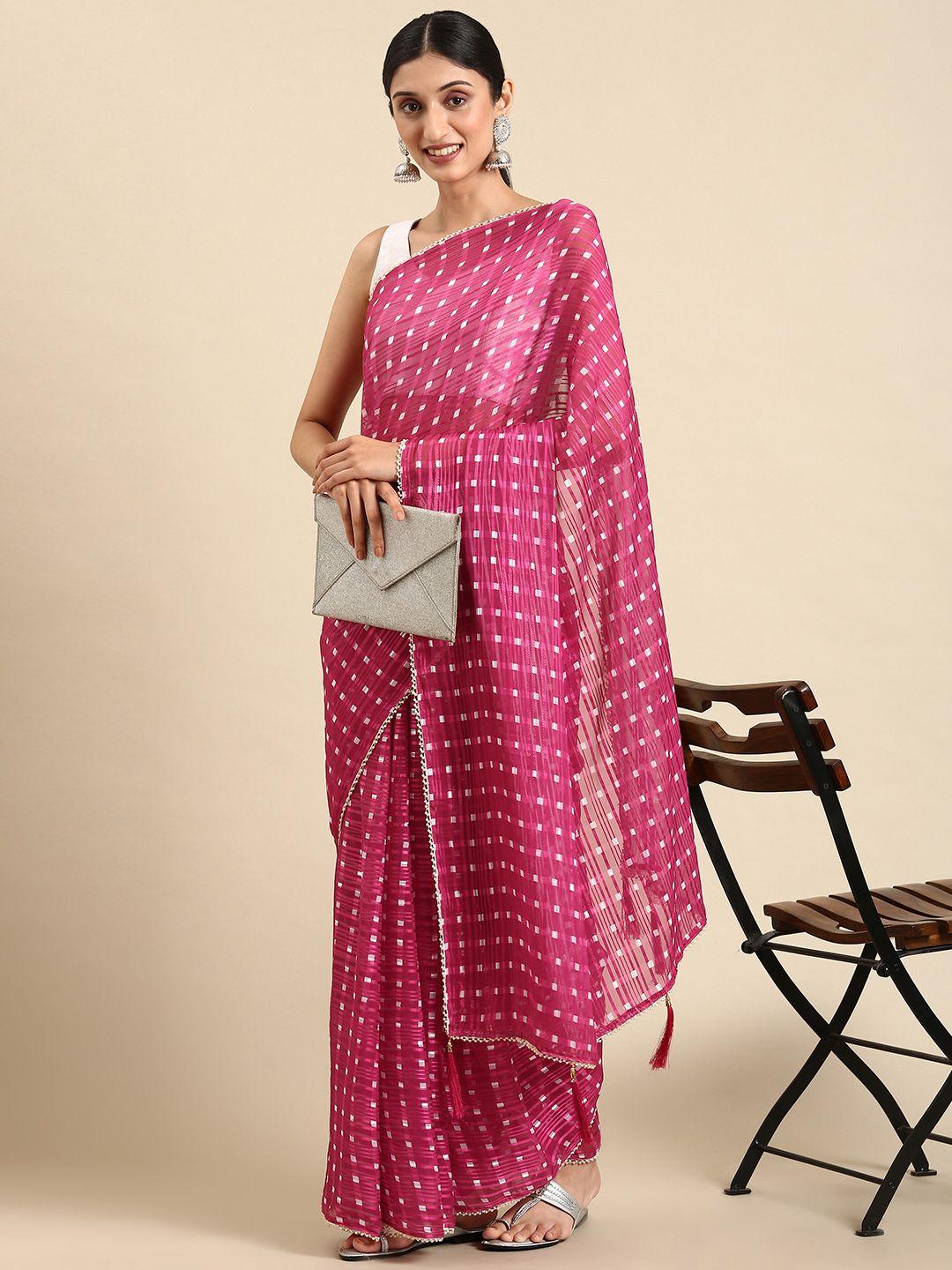 kasee checked satin saree