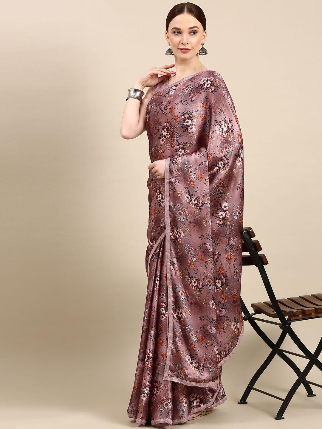 kasee digital print floral satin saree