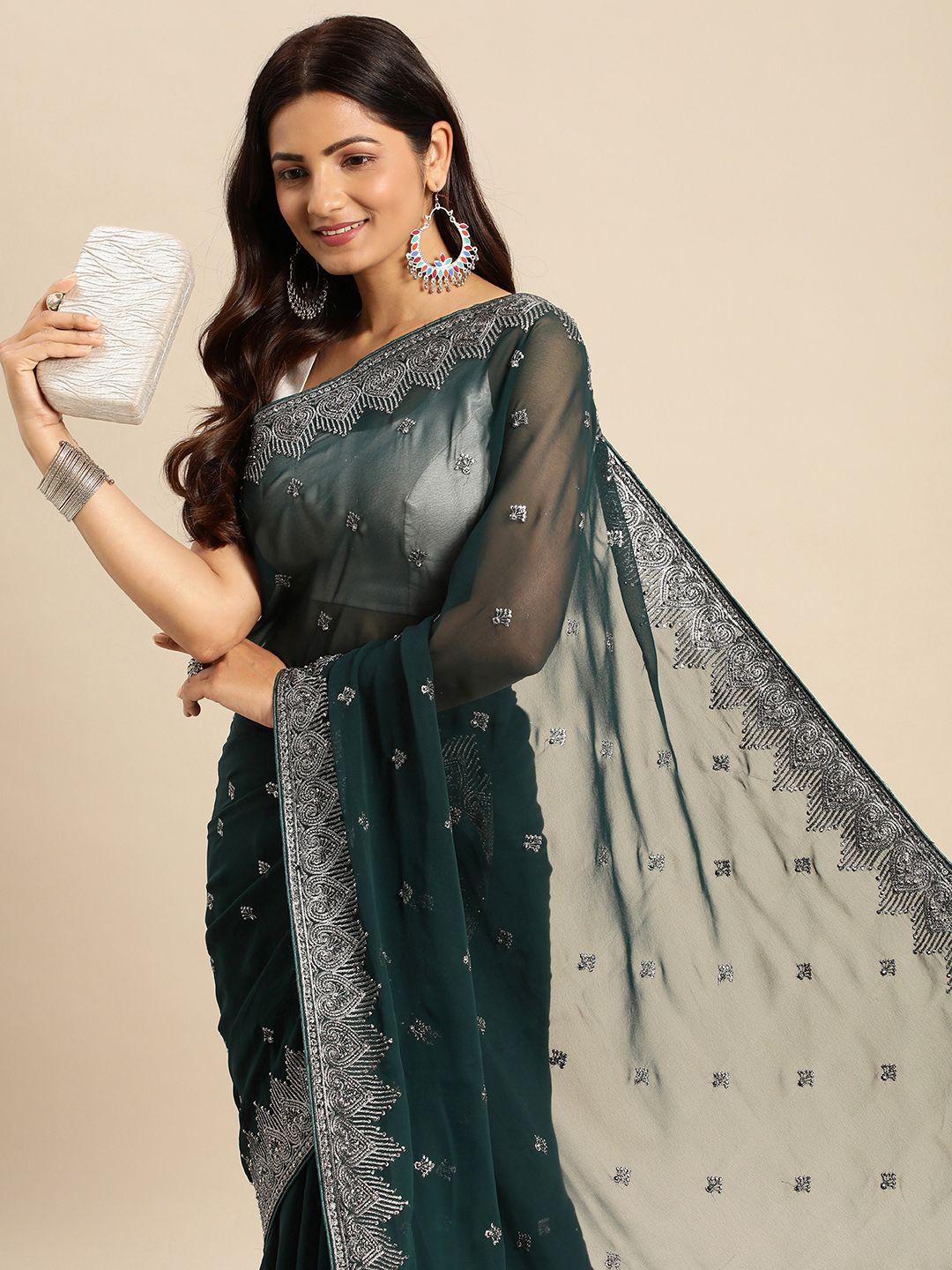 kasee embellished beads and stones pure georgette saree