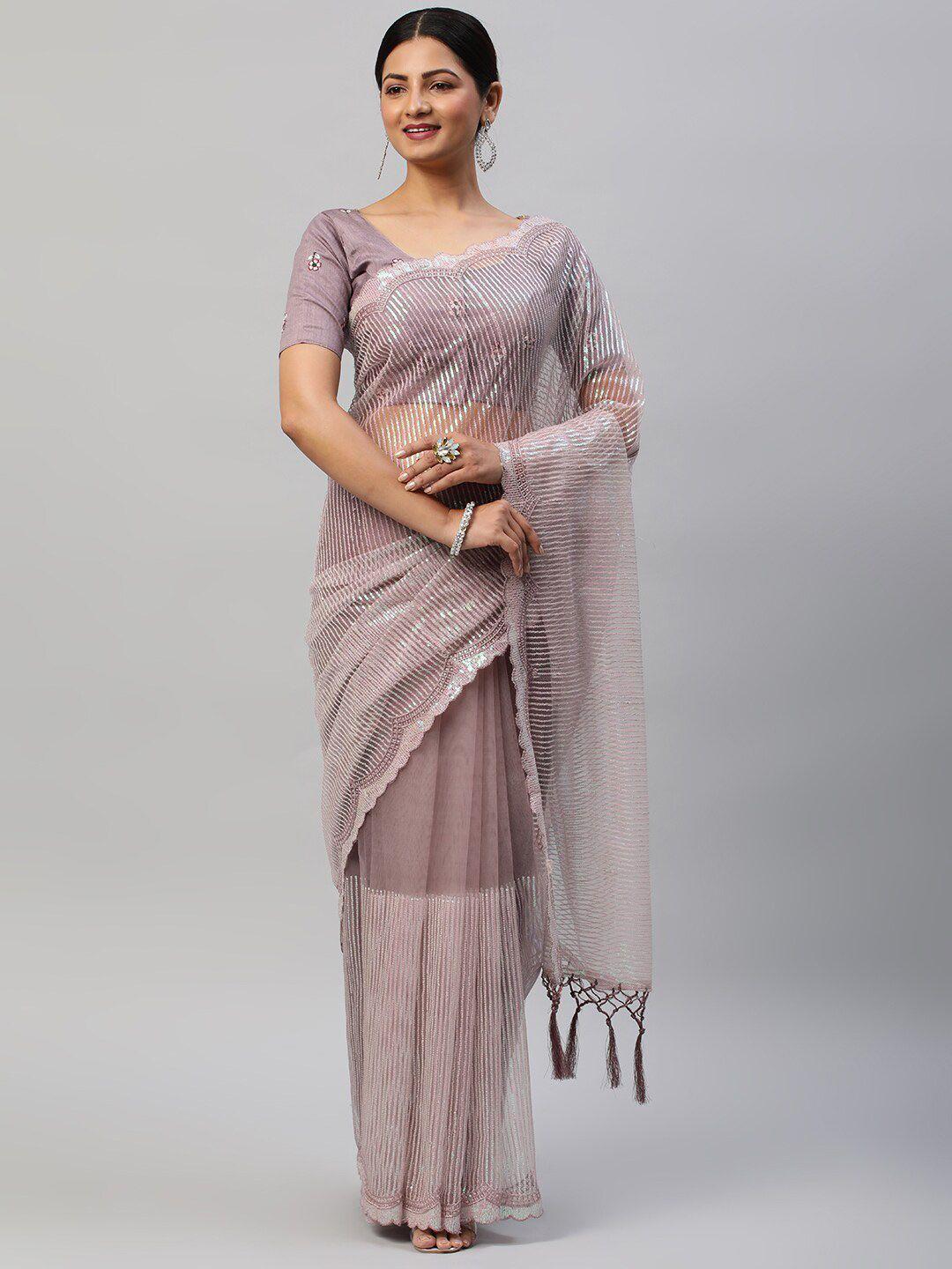 kasee embellished sequinned net saree