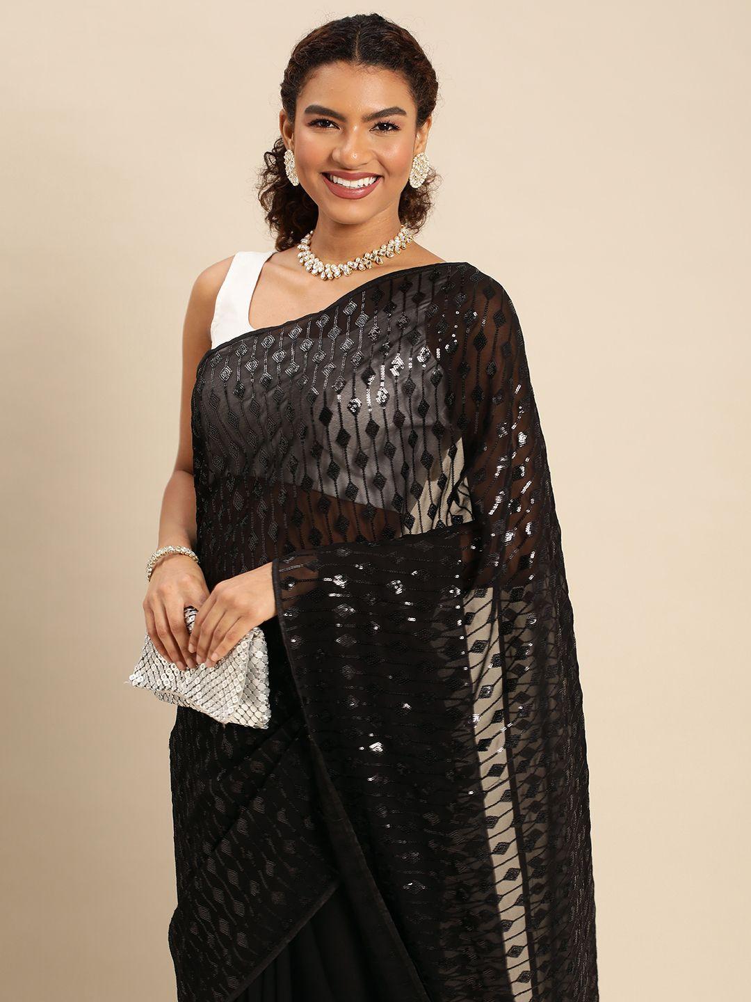 kasee embellished sequinned pure georgette saree