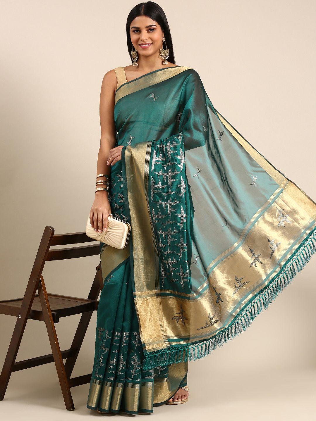 kasee embellished sequinned silk blend saree