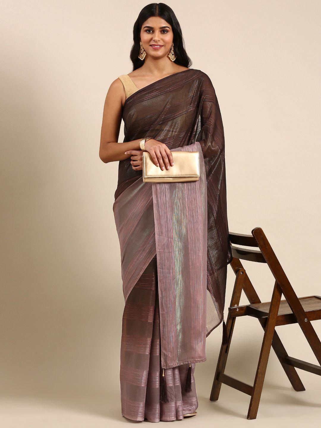 kasee embellished striped beads & stones saree