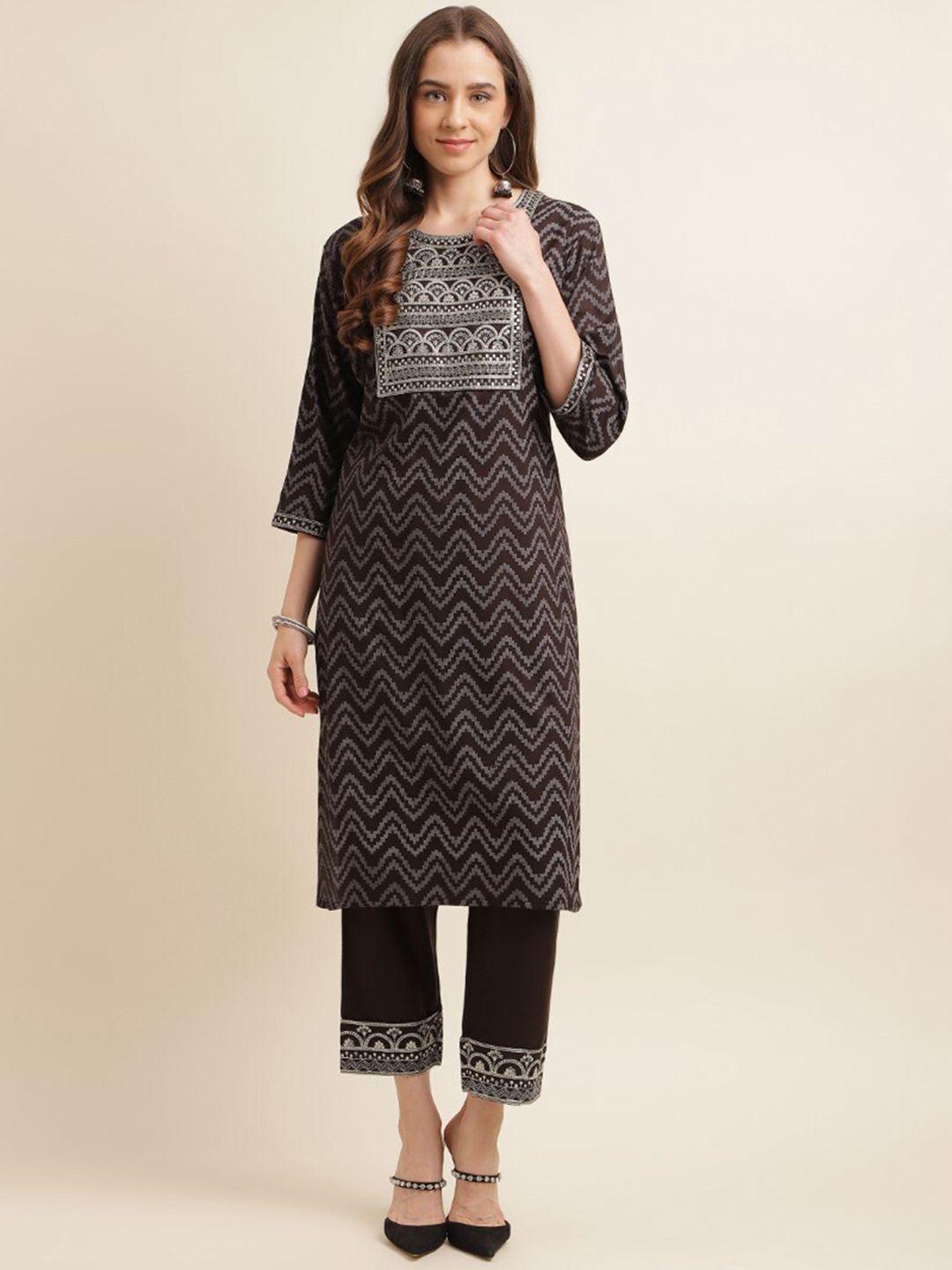 kasee ethnic motifs printed regular kurta with trousers