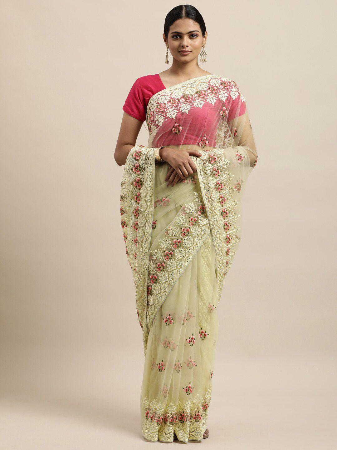 kasee floral beads and stones net saree