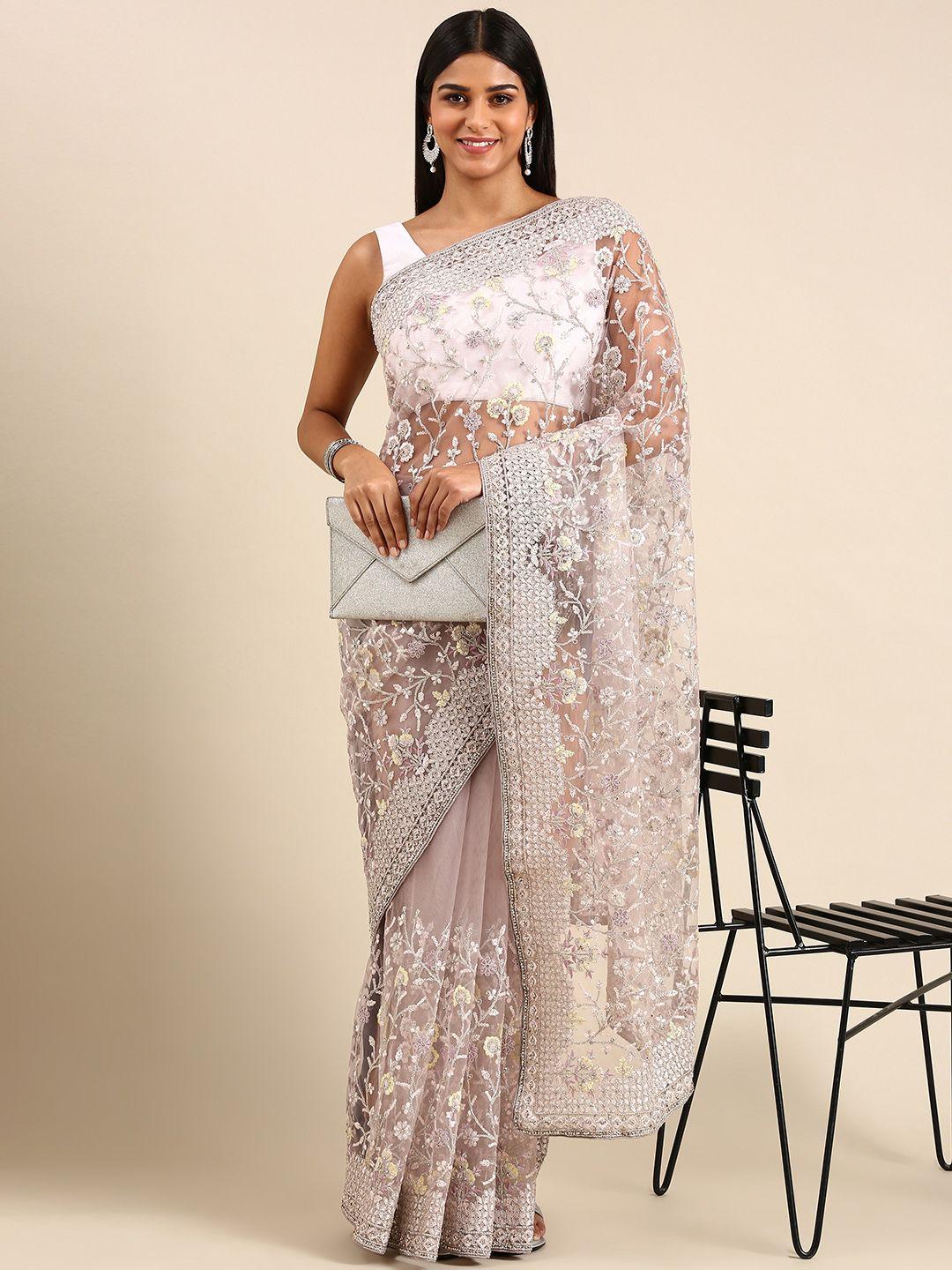 kasee floral embroidered net saree