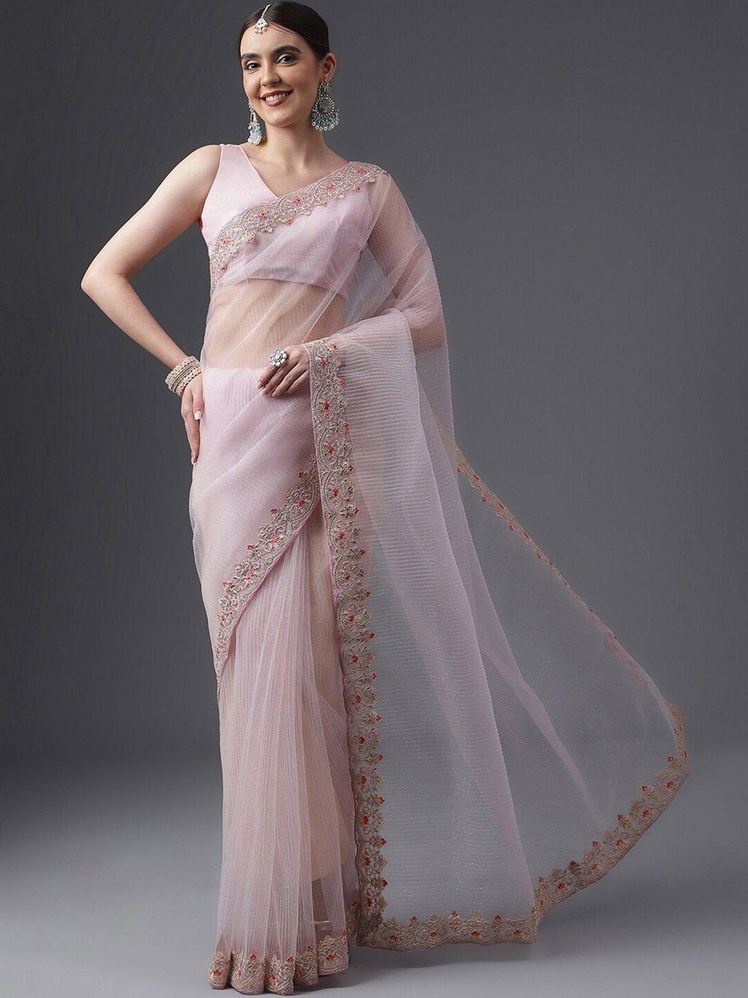 kasee floral embroidered net saree