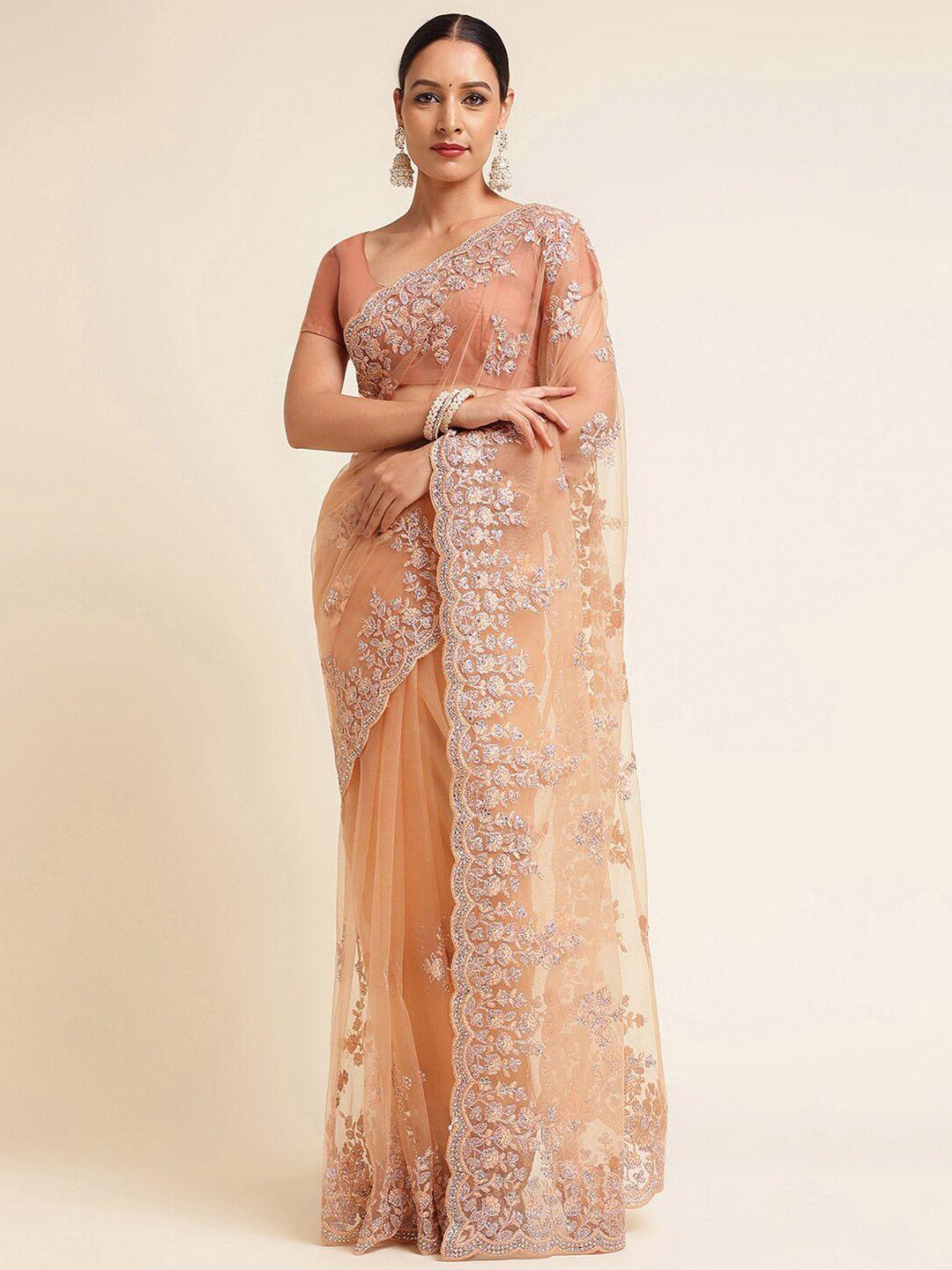 kasee floral embroidered net saree