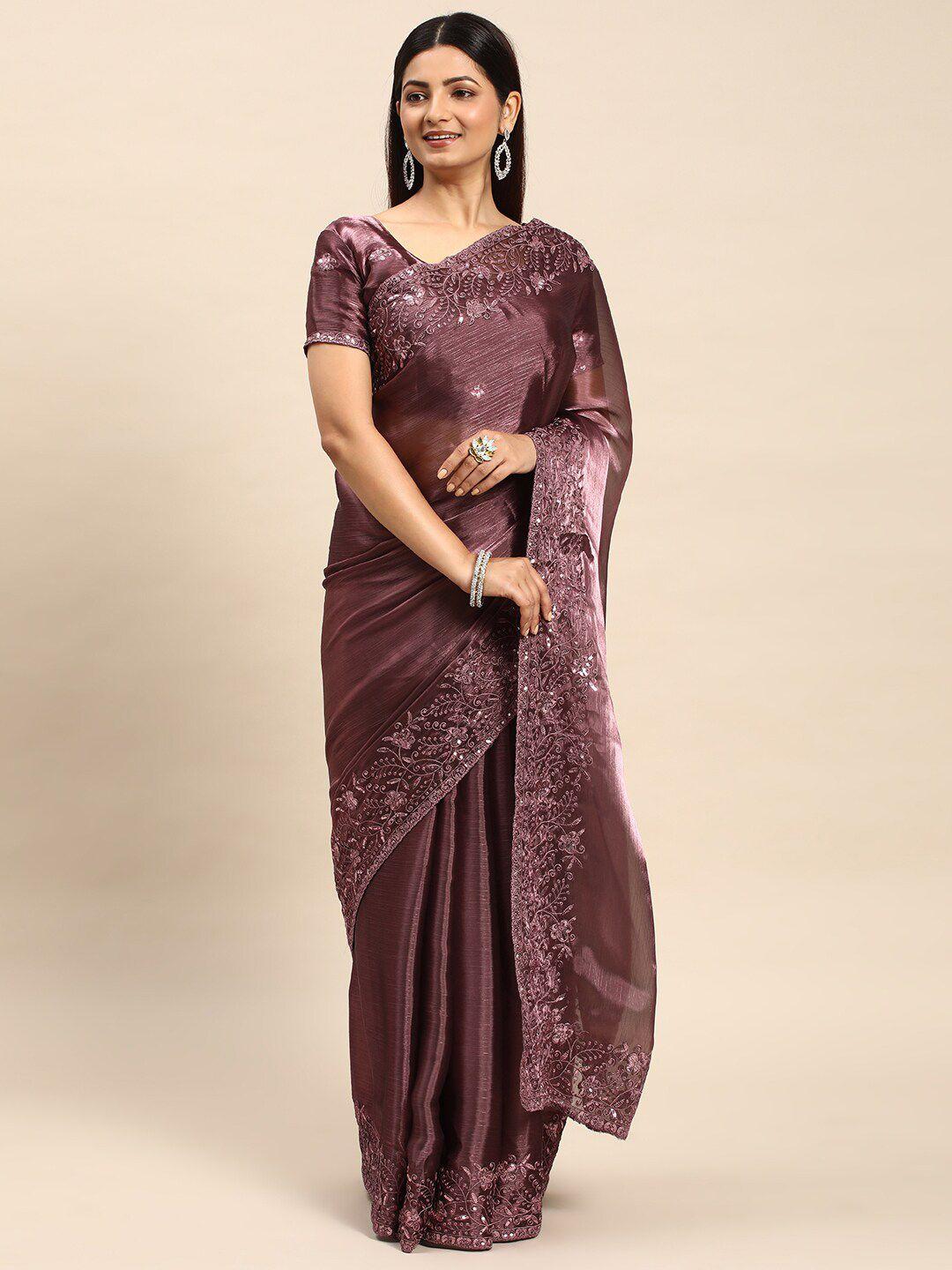 kasee floral embroidered sequinned saree