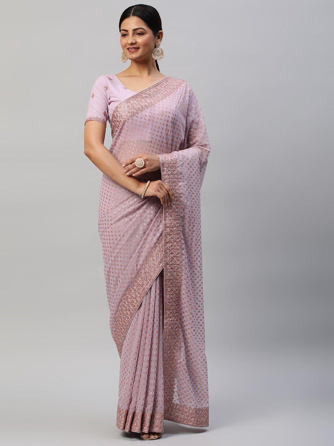 kasee geometric printed saree with embroidered border