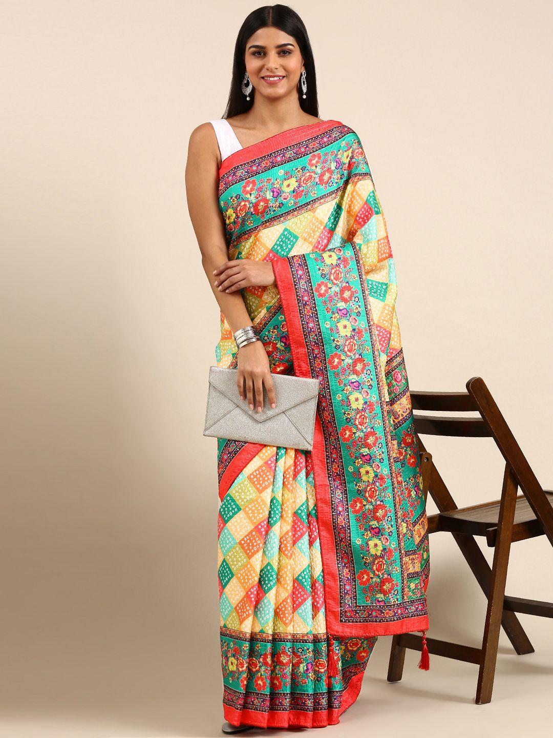 kasee geometric printed satin saree