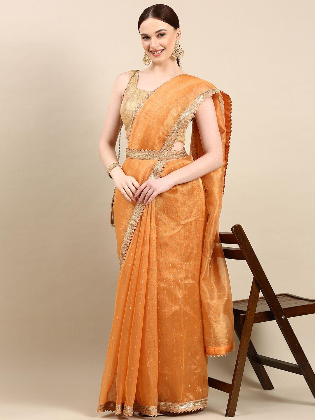 kasee solid organza woven saree