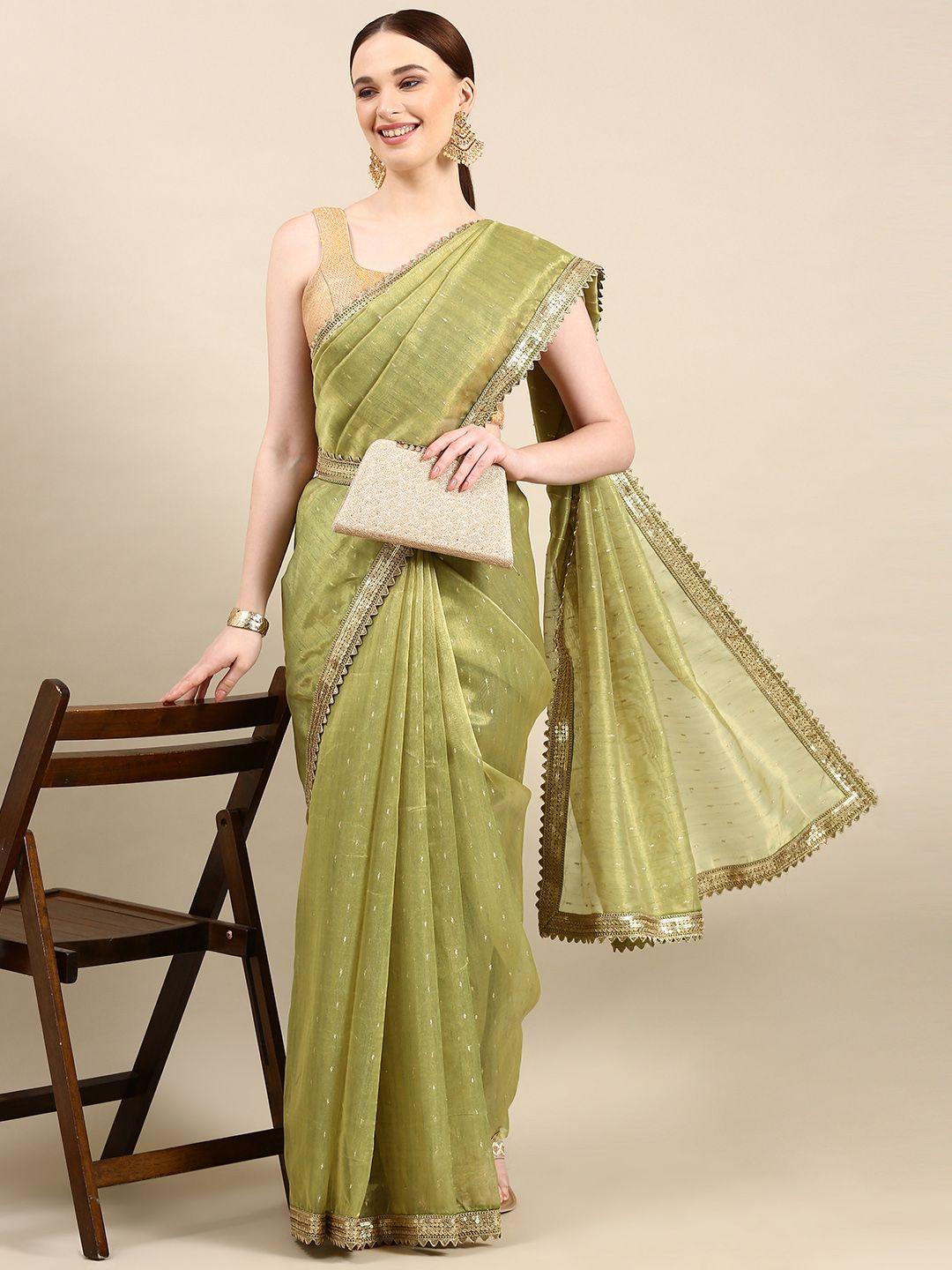 kasee solid organza woven saree