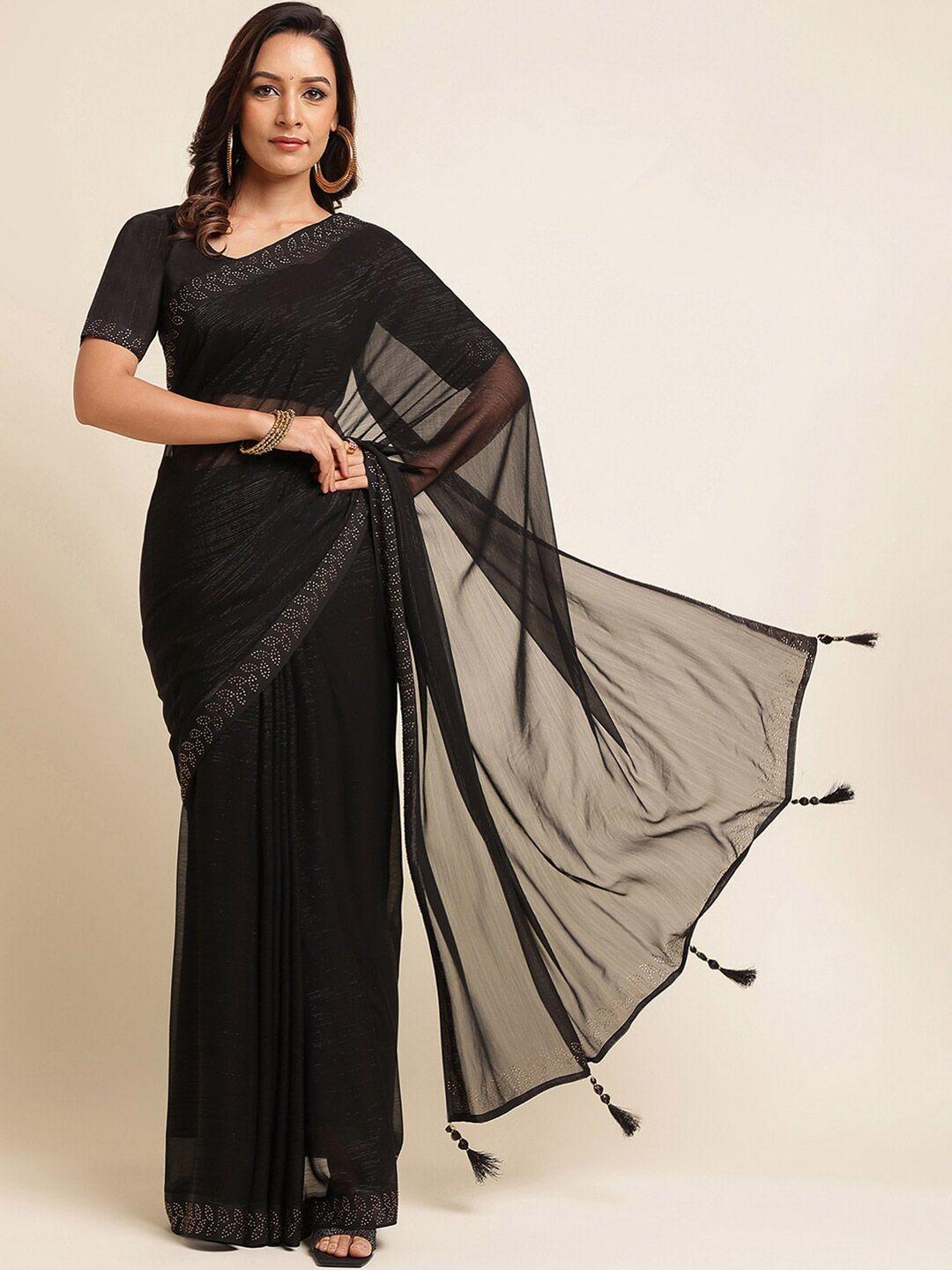 kasee striped beads and stones poly georgette saree