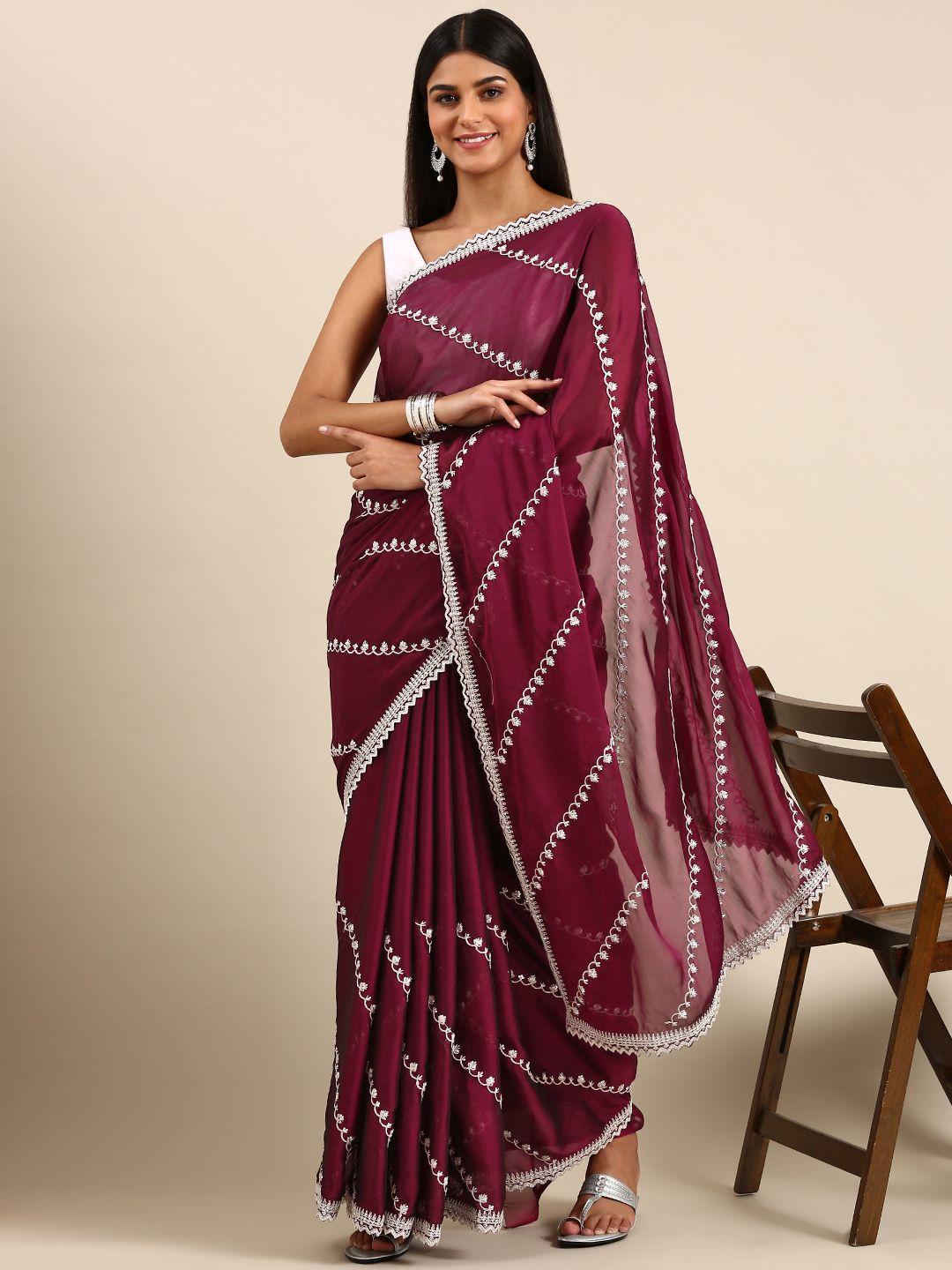 kasee striped embroidered art silk saree