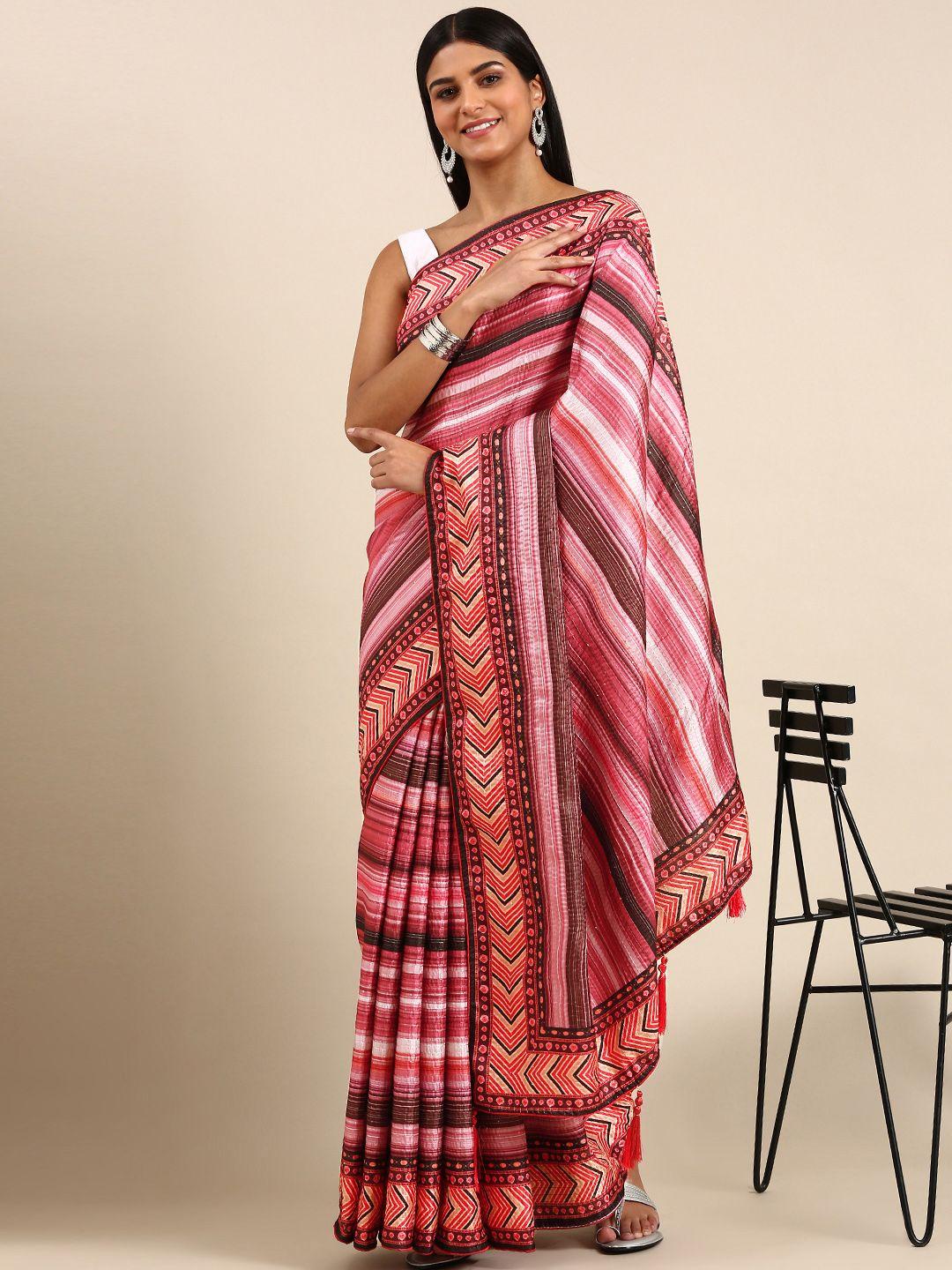 kasee striped satin saree