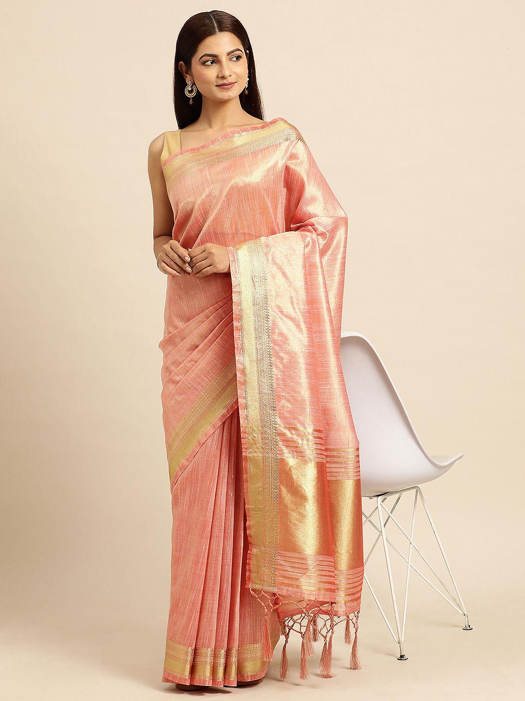 kasee striped zari silk cotton chanderi saree