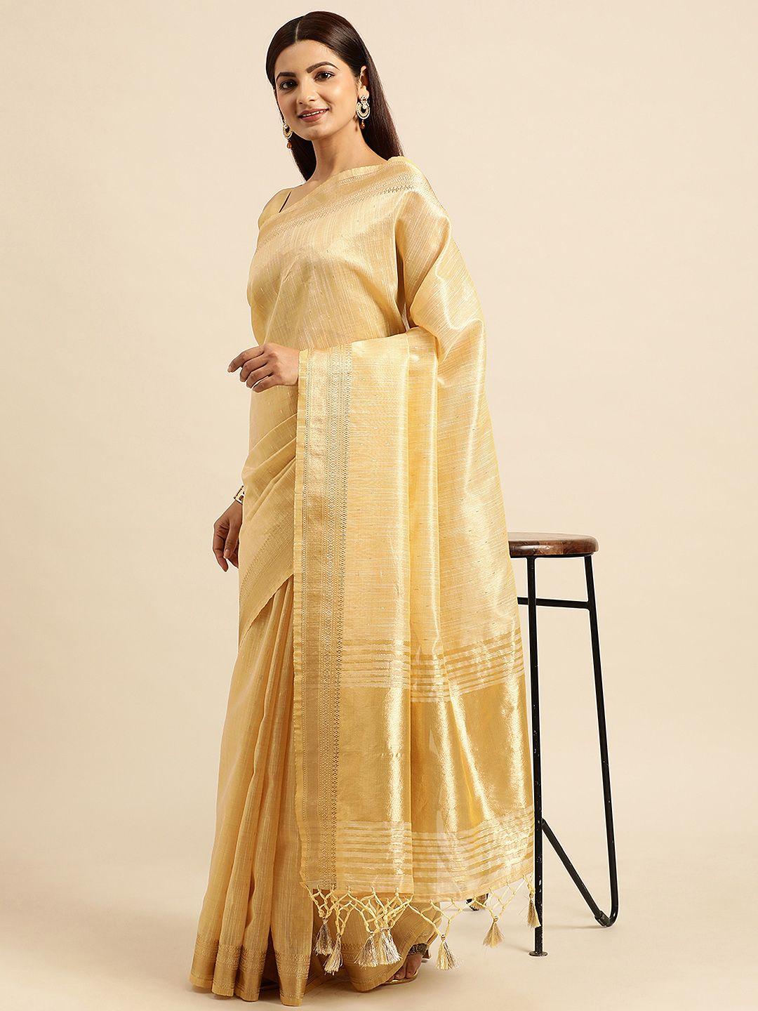 kasee striped zari silk cotton chanderi saree