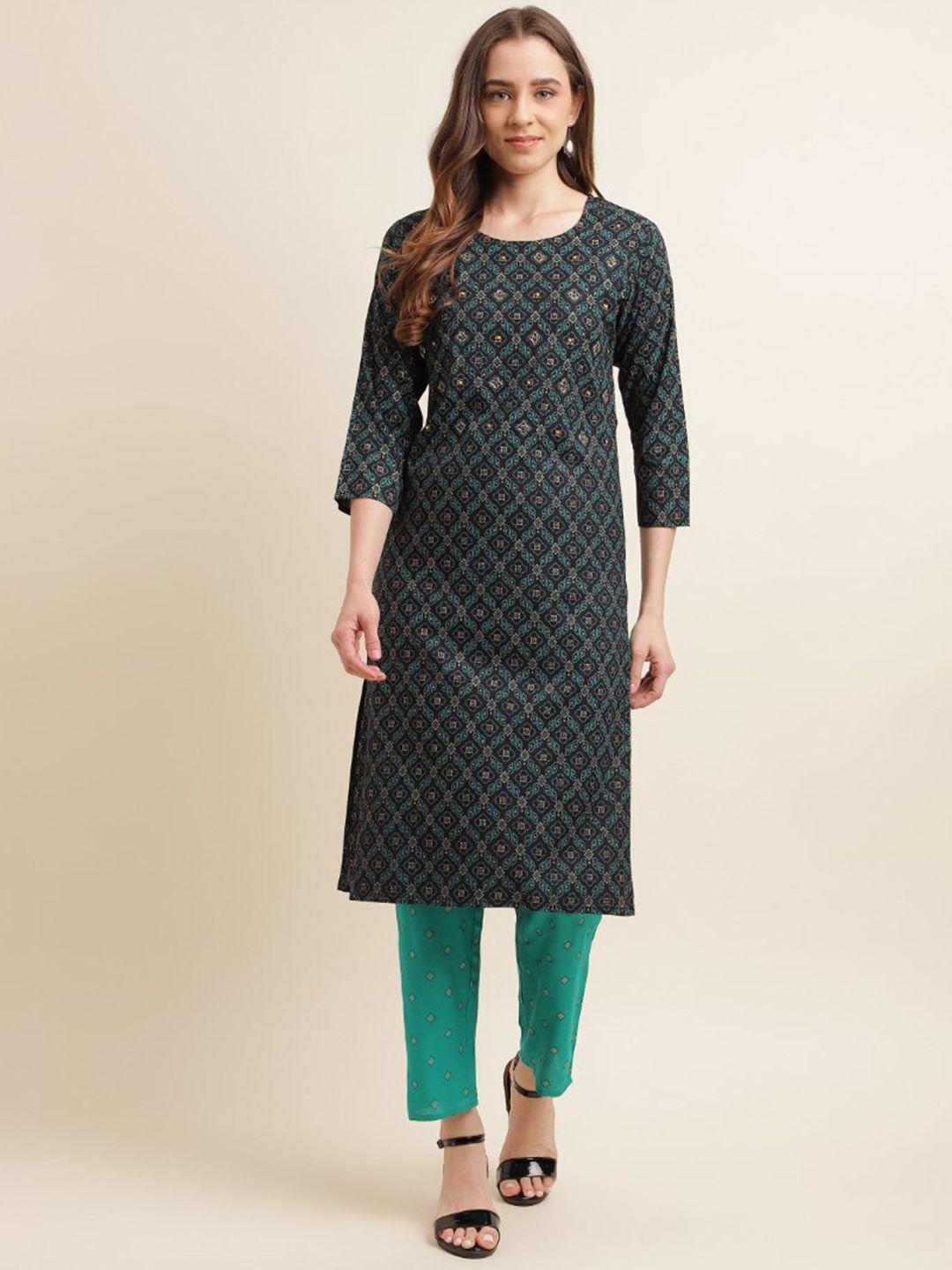 kasee women bandhani printed regular kurta with trousers