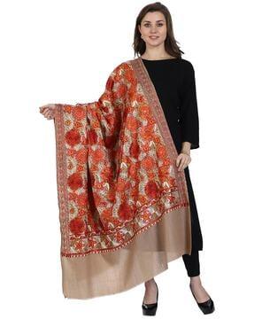 kashmiri embroidered pure wool shawl