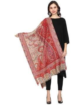 kashmiri kani woven pure wool stole