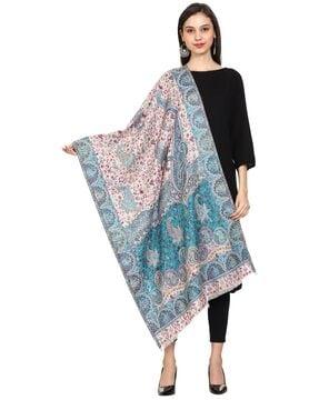 kashmiri kani woven pure wool stole