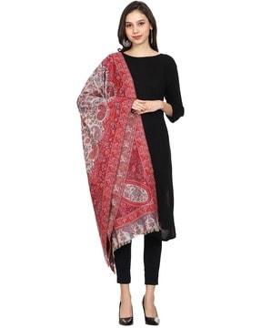 kashmiri kani woven pure wool stole