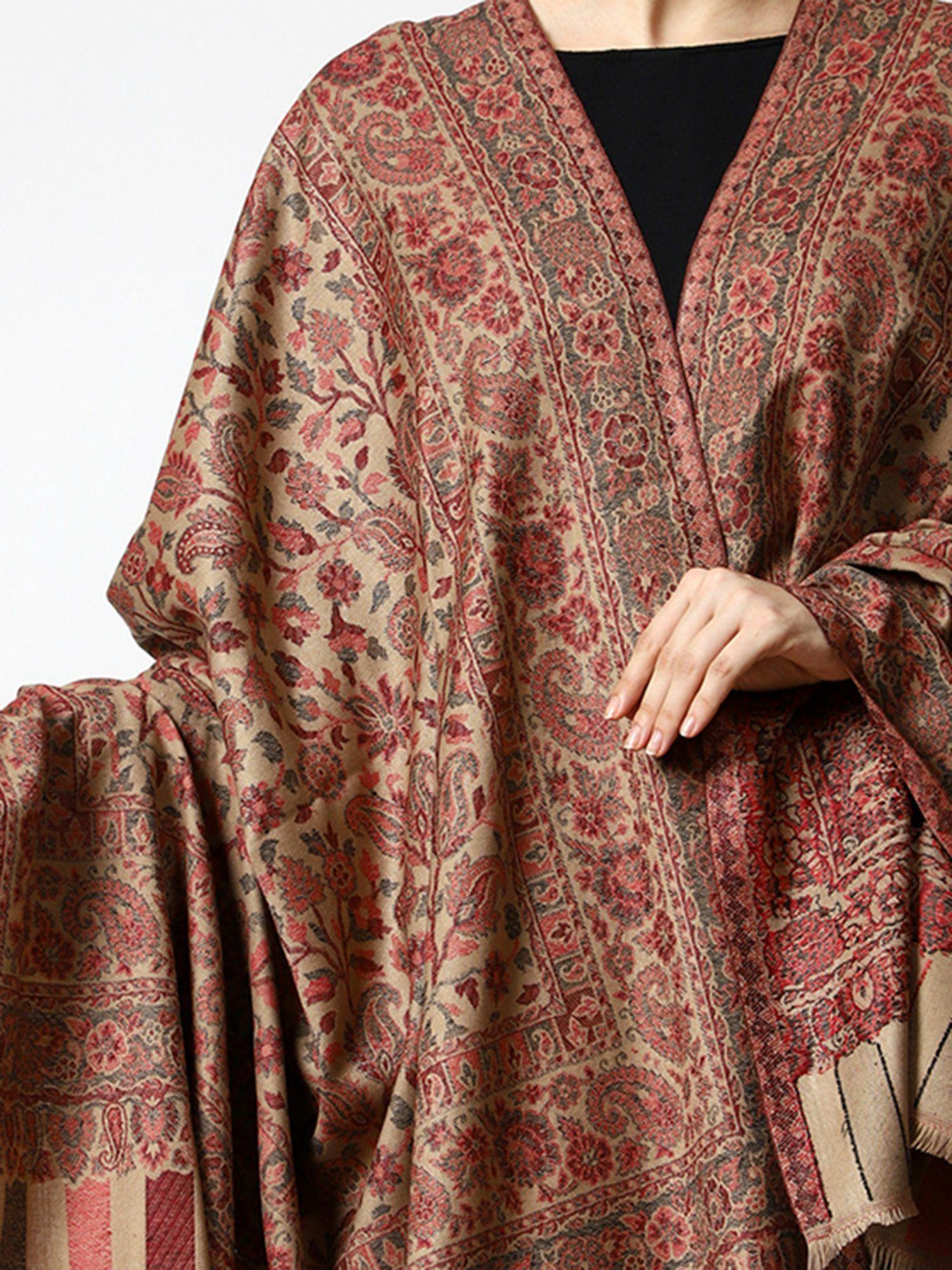 kashmiri wool shawl for women-beige