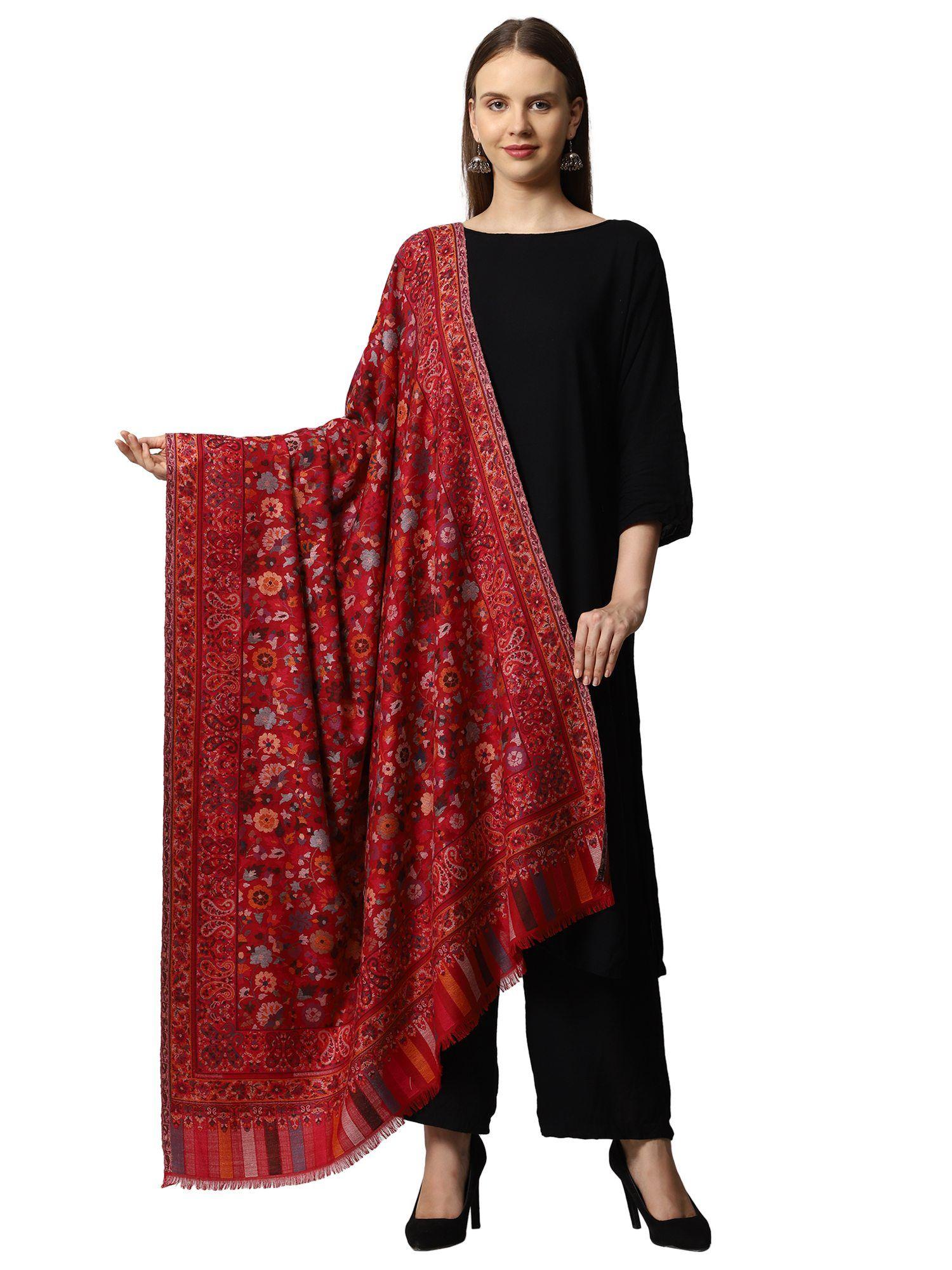 kashmiri wool shawl for women-maroon