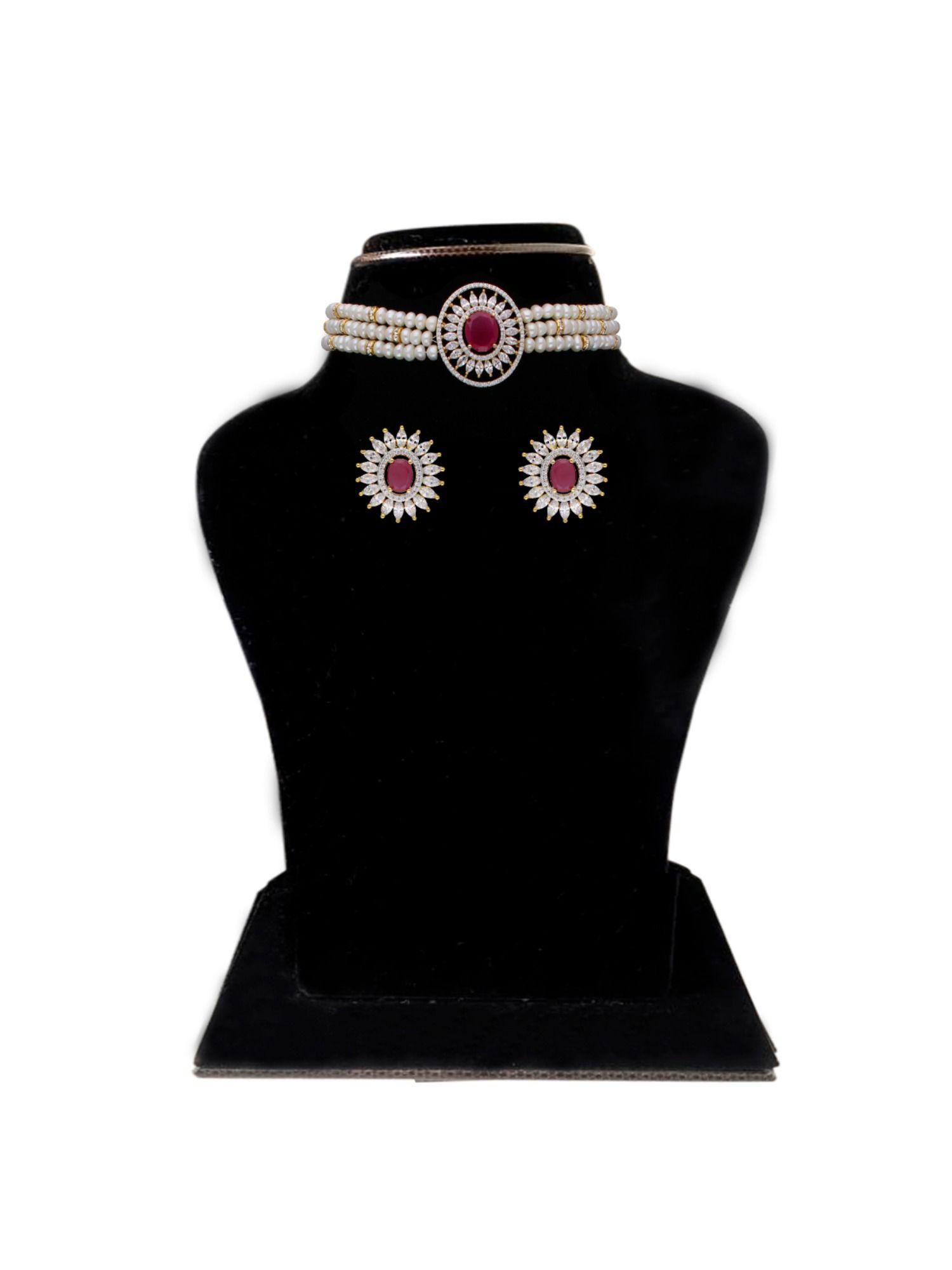 kashvi pearl choker necklace set