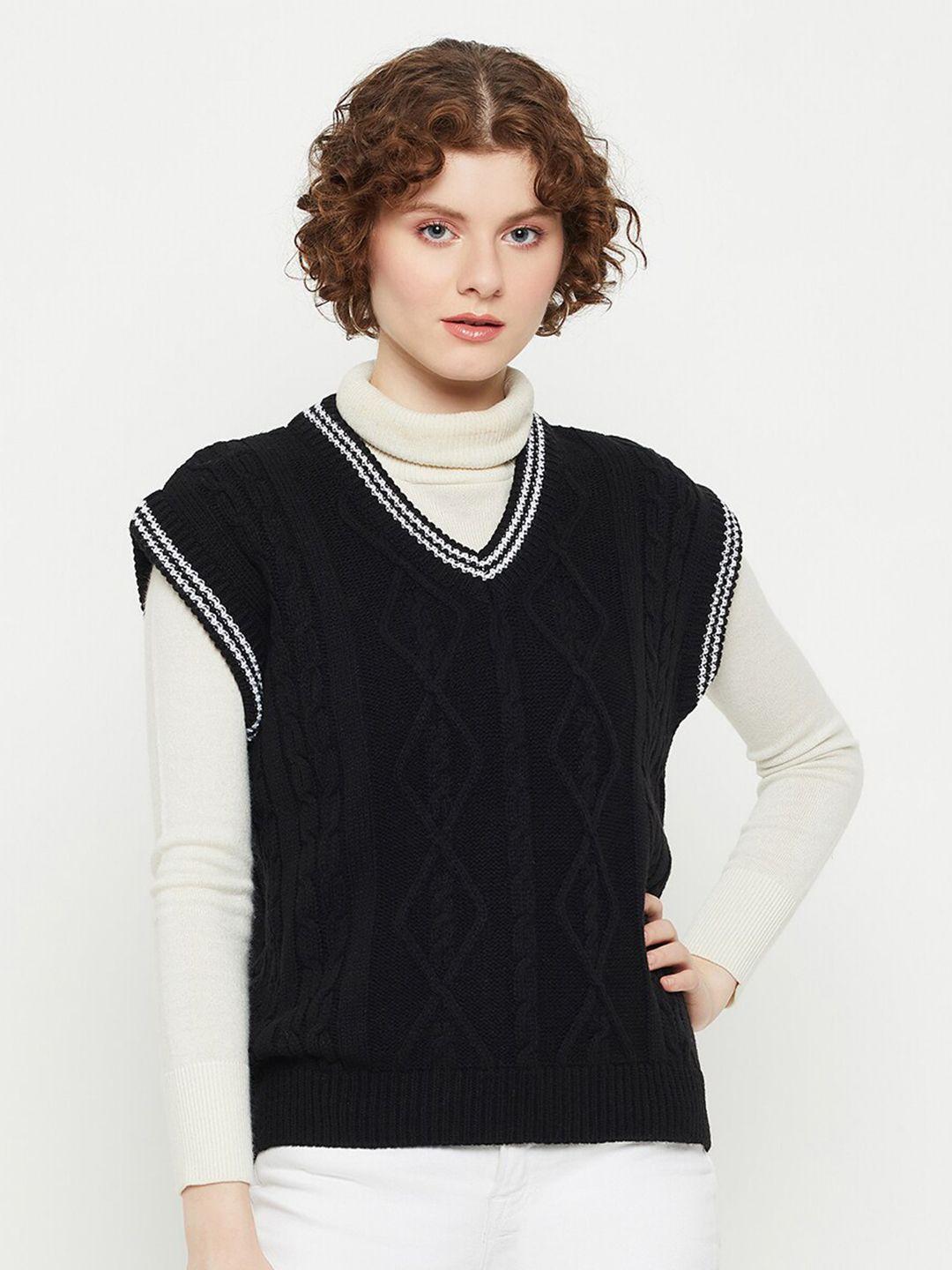 kasma cable knit v-neck woollen sweater vest