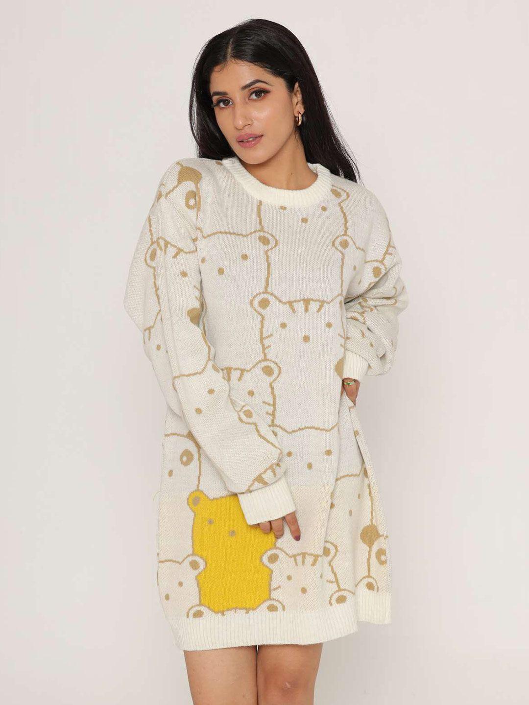 kasma conversational printed wool jumper dress