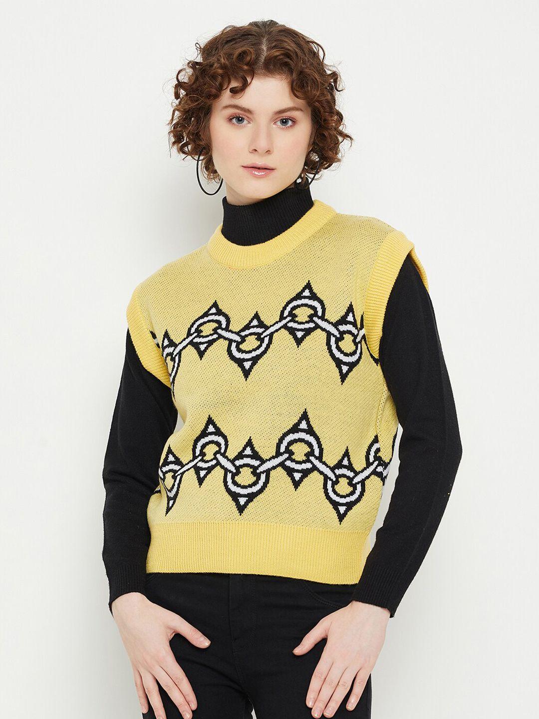 kasma ethnic motifs printed woollen sweater vest