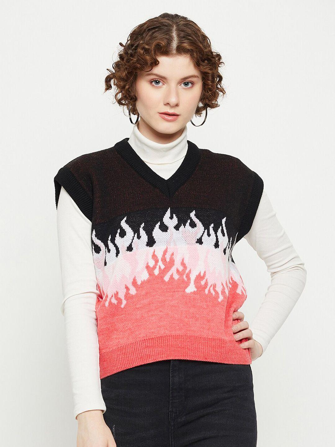 kasma abstract printed woollen sweater vest