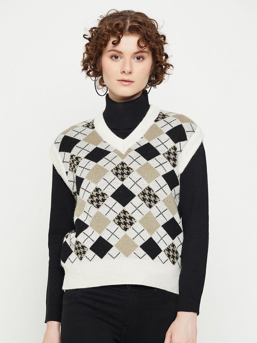 kasma argyle printed wool sweater vest