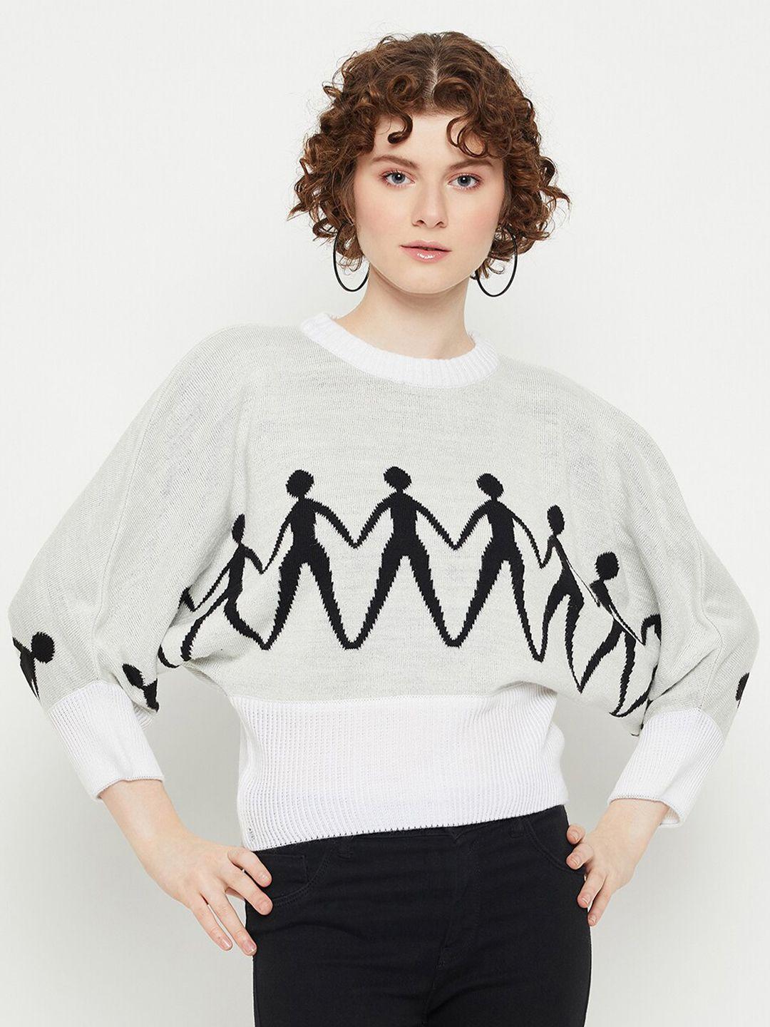 kasma quirky printed woollen pullover