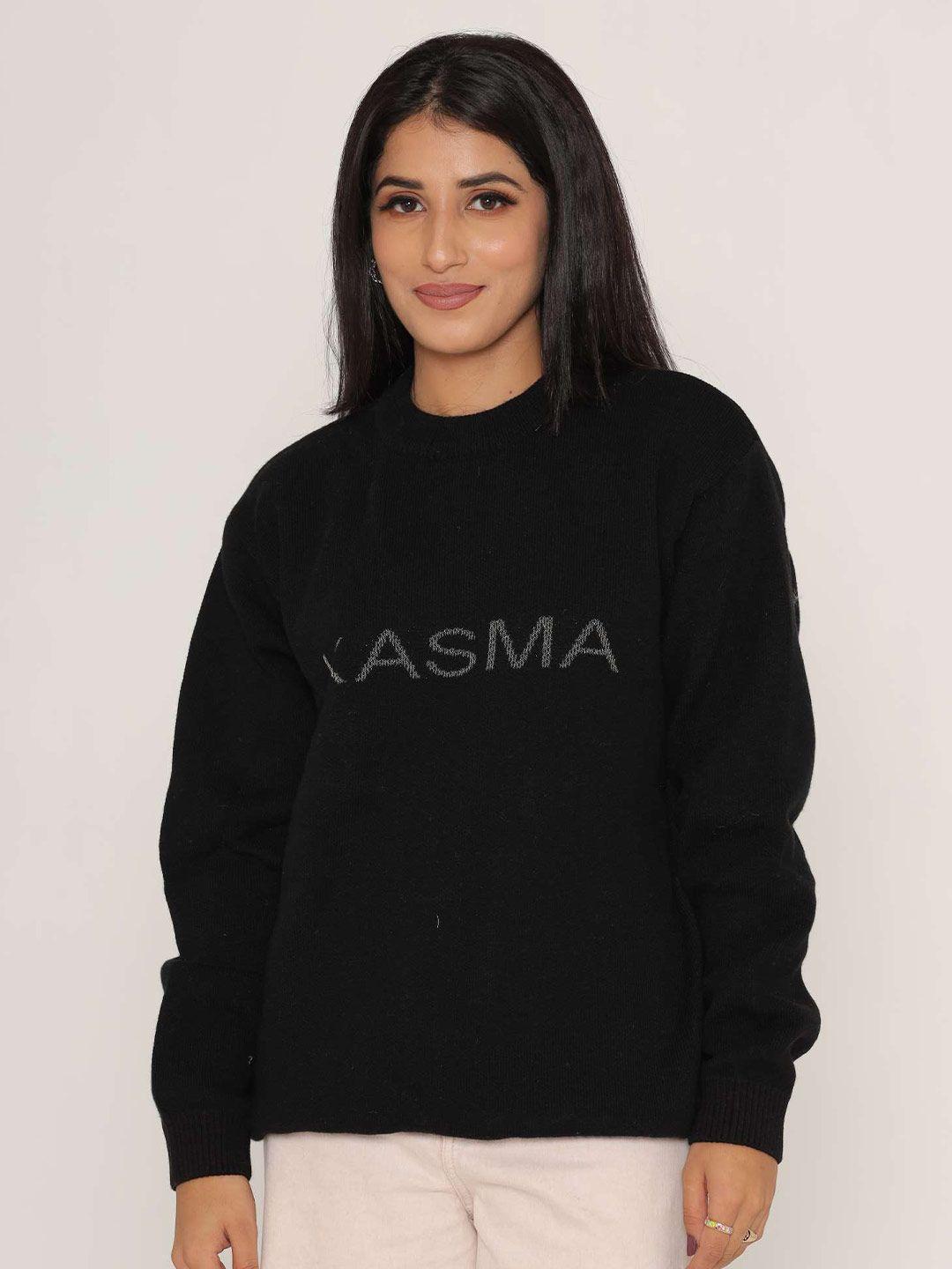 kasma women typography wool pullover