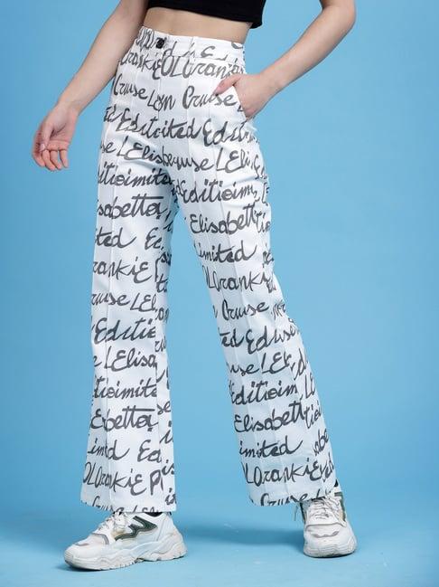 kassually black & white graphic print trousers