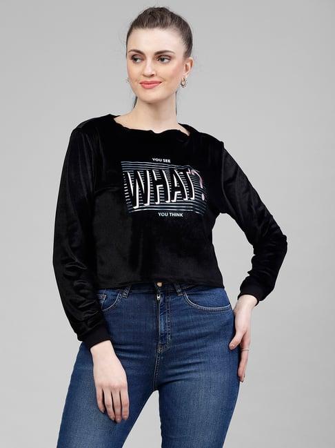 kassually black graphic print sweatshirt