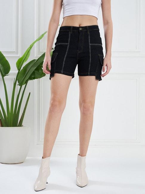 kassually black relaxed fit shorts