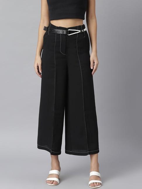 kassually black relaxed fit trousers
