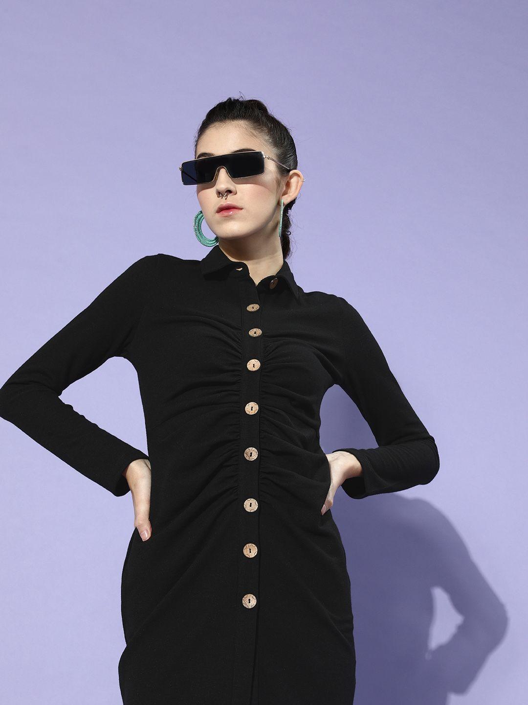 kassually black solid knitted dress