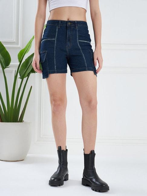 kassually blue denim relaxed fit shorts